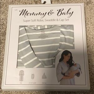 New in Box Mommy & Baby robe, swaddle & cap set